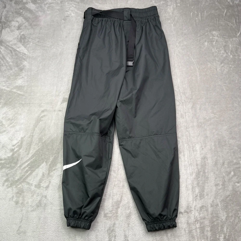 Nike Swoosh Pants Women Small Black Belted Tapered Joggers Athleisure CJ3776-010